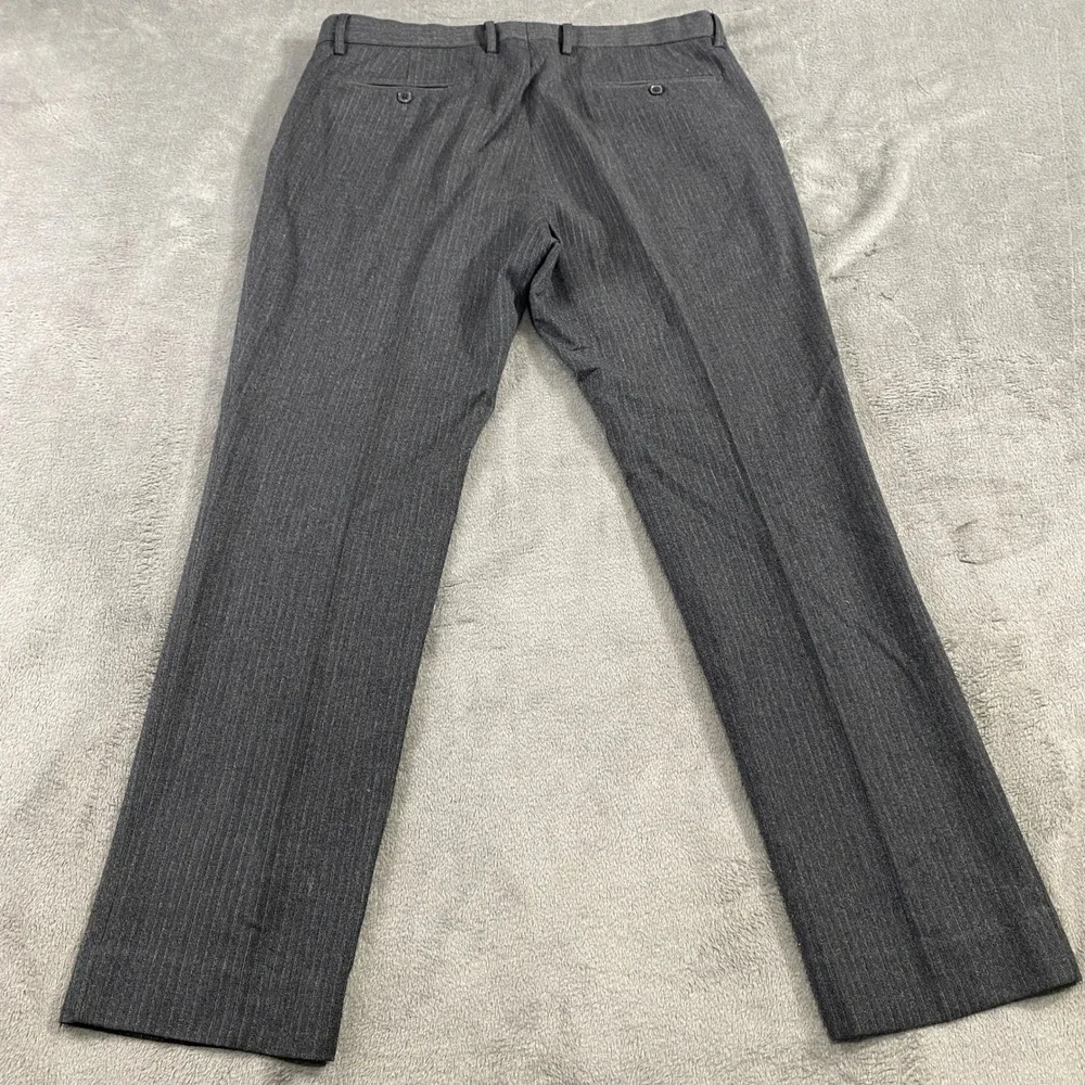 Banana Republic Dress Pants Mens 36x32‎ Grey Skinny Fit Flannel Wool Pinstripe
